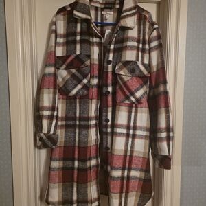 Maurices Plaid Jacket - Red, Black, Cream Size 0X.